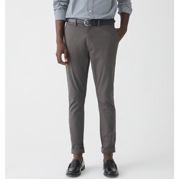 J.Crew Stretch 250 Skinny Chino Pants Mens 30x32 Gray Twill Cotton Blend Zip Fly - Picture 2 of 10